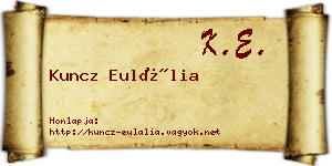 Kuncz Eulália névjegykártya